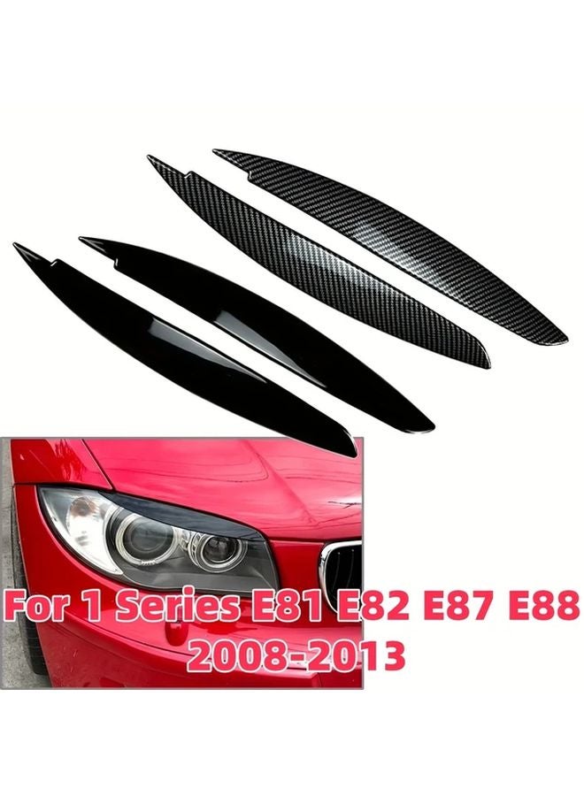 أغطية جفون المصابيح الأمامية من الكربون اللامع الأسود ABS لسيارات BMW سلسلة 1 طرازات E87 وE88 وE81 وE82 من عام 2008 إلى 2013 - Image 1